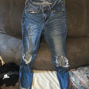 Old Navy Blue Skinny Jeans with Distressed Details